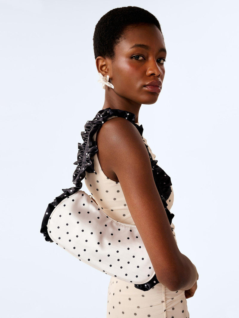 OMNES Azorez polka dot shoulder bag black/white, imported from the UK