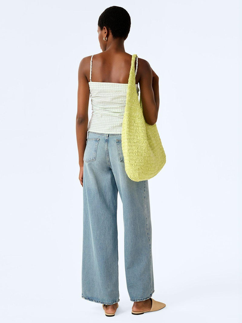 OMNES Aruba paper shoulder bag in lime, UK version