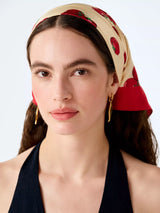 John Lewis OMNES Tahiti Tomato Print Headscarf, Yellow Multi- Buy online at McGrocer