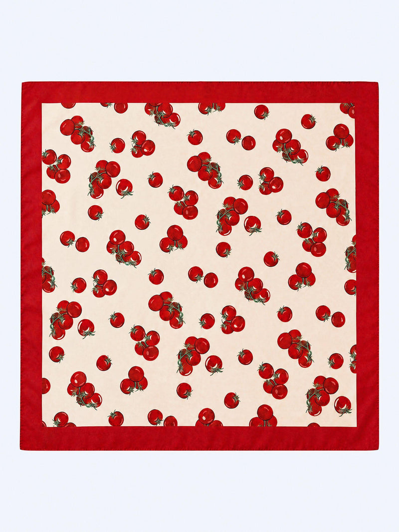 OMNES tomato print headscarf yellow multi 68cm, UK version