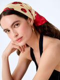 OMNES tomato print headscarf yellow multi 68cm, UK version