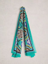 John Lewis White Stuff Organic Cotton Scarf Blue/Multi 200cm x 100cm- Buy online at McGrocer