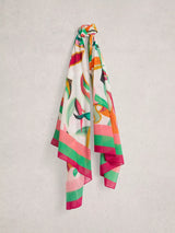 John Lewis White Stuff Organic Cotton Scarf Green Multi- Buy online at McGrocer