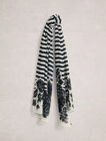 White Stuff Lily Scarf in navy and white, imported from the UK