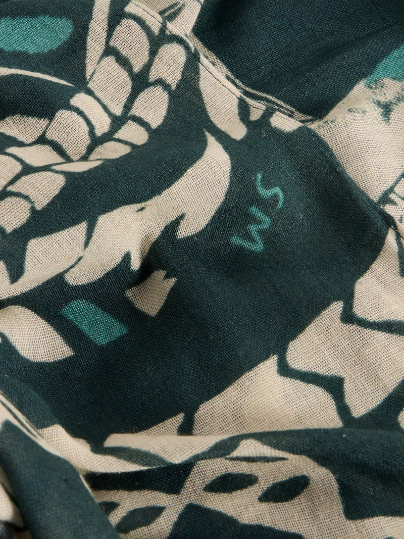 White Stuff Lily Floral Bird scarf green multi - British product