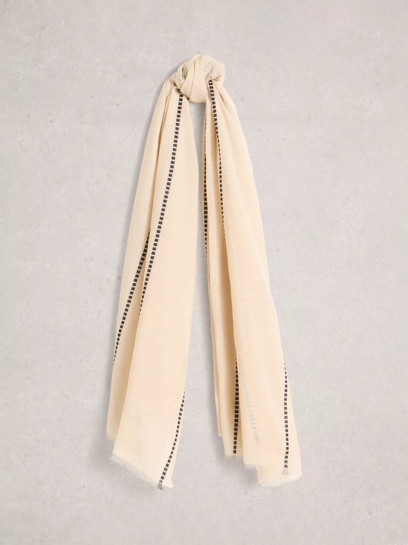 White Stuff cotton stripe scarf Natural, UK version