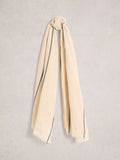 White Stuff cotton stripe scarf Natural, UK version