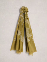 John Lewis White Stuff Embroidered Scarf, Green- Buy online at McGrocer