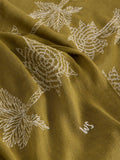 White Stuff embroidered scarf green organic cotton blend, imported from the UK