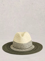 John Lewis White Stuff Colourblock Fedora Hat, Khaki Green- Buy online at McGrocer