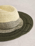 White Stuff Colourblock fedora hat khaki green, UK version