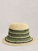 John Lewis White Stuff Crochet Stripe Bucket Hat, Multi- Buy online at McGrocer
