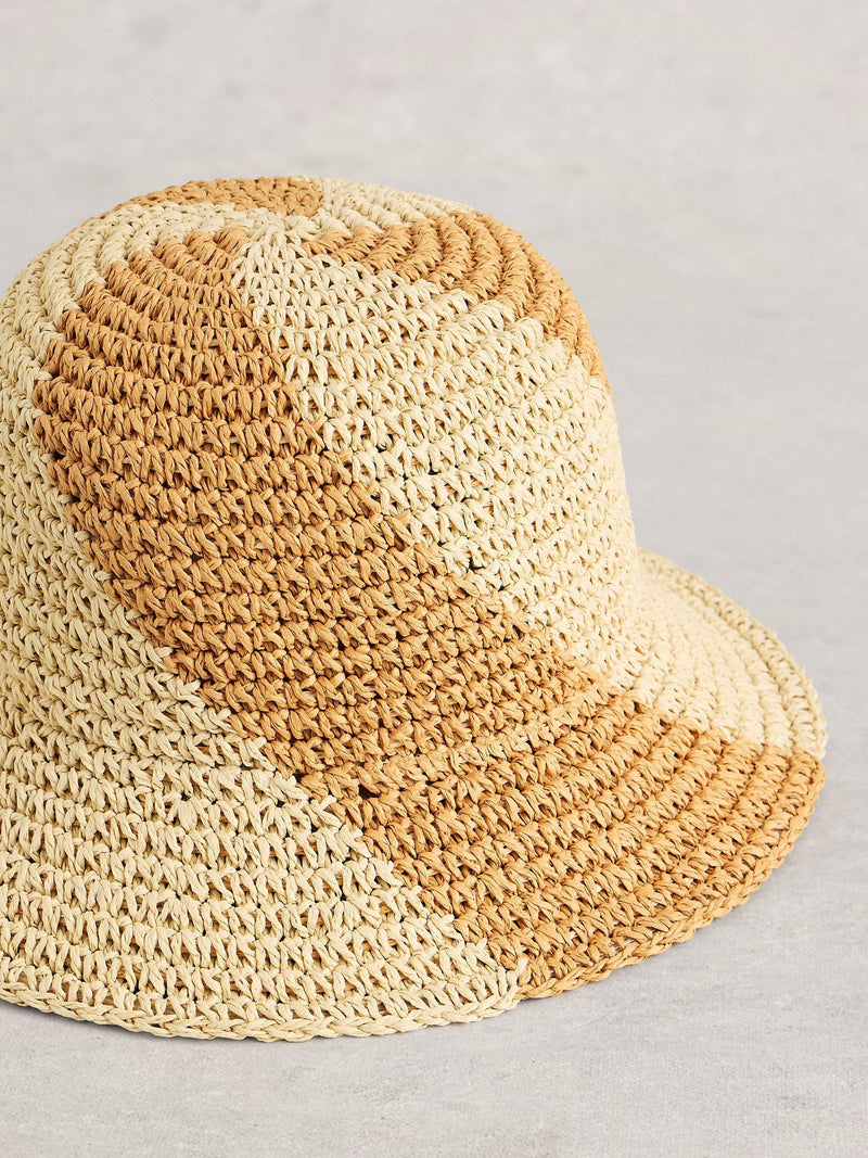White Stuff crochet bucket hat in Natural/Multi - British product