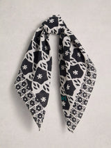 John Lewis White Stuff Ellie Square Scarf Black/Multi 65 x 65cm- Buy online at McGrocer