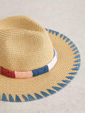 White Stuff raffia whipstitch fedora multi (British brand)