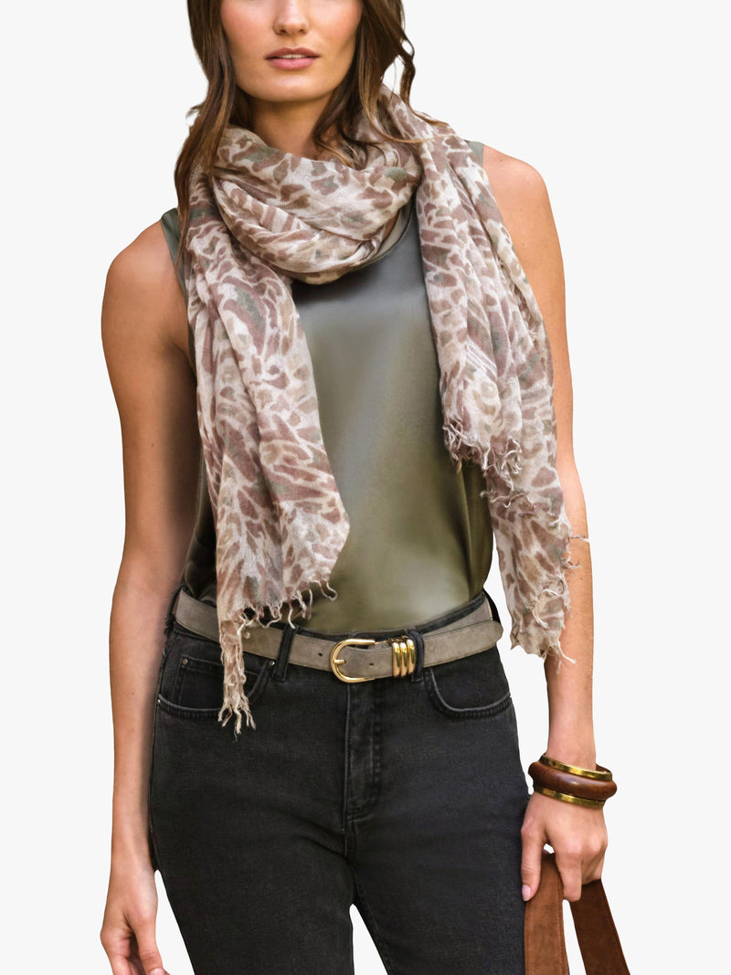 Pure Collection wool cashmere blend scarf natural, UK version