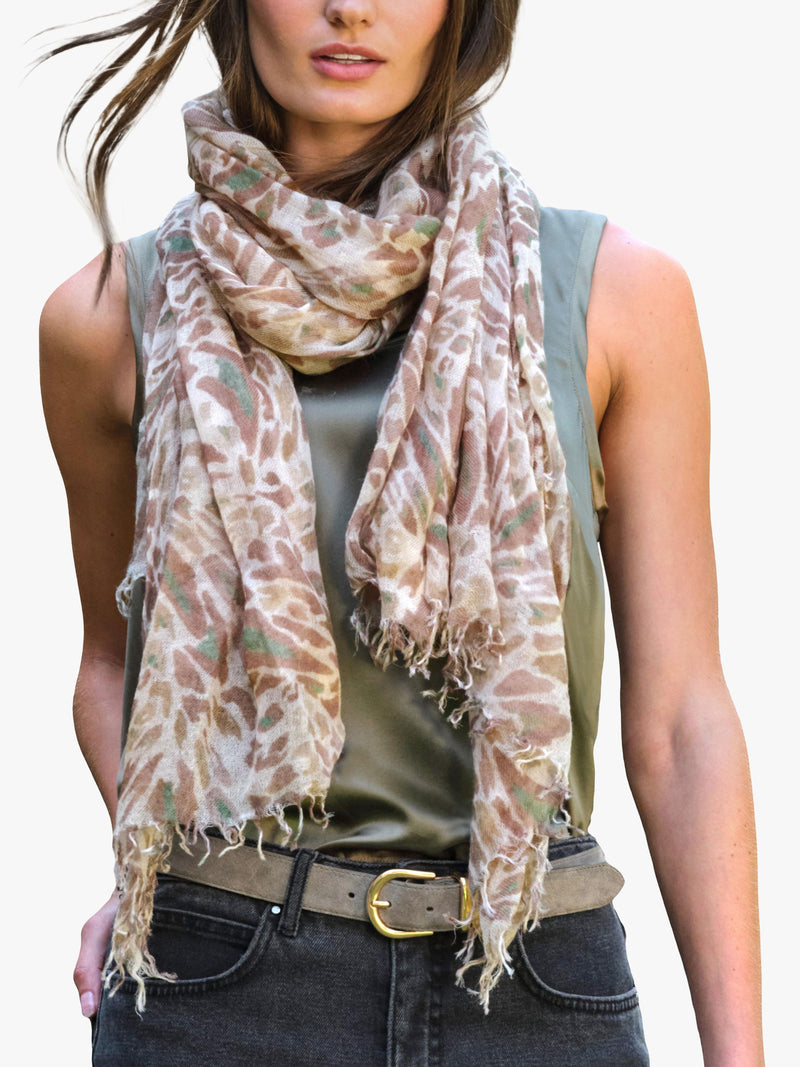 Pure Collection wool cashmere blend scarf natural, UK version