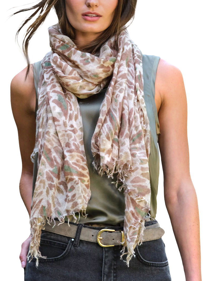 Pure Collection wool cashmere blend scarf natural, UK version