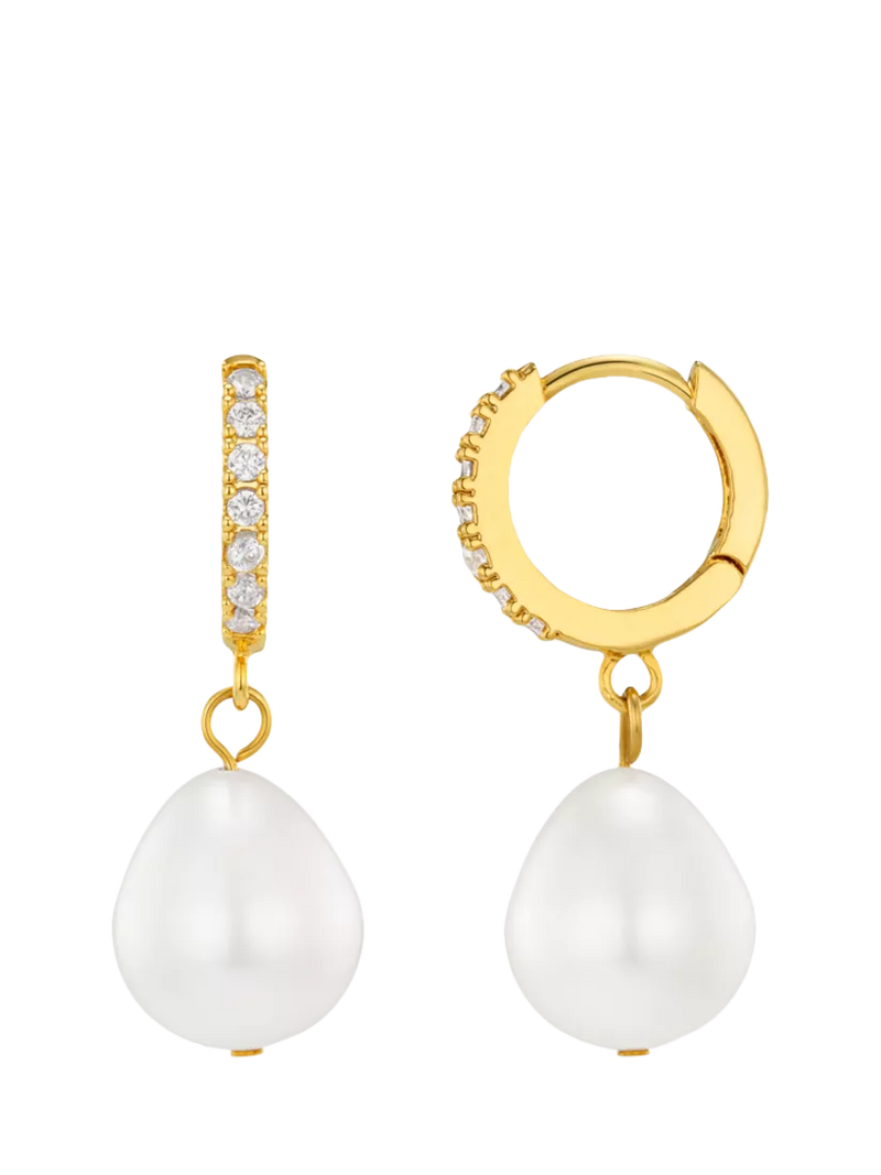 Orelia drop hoop earrings pearl gold - British product
