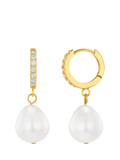 Orelia drop hoop earrings pearl gold - British product