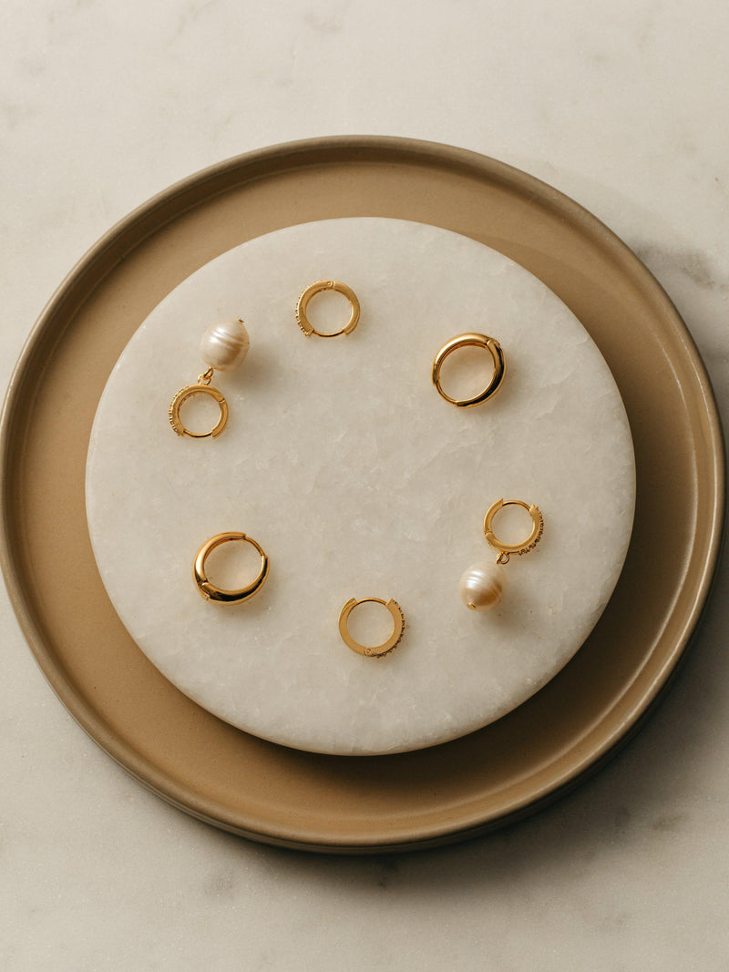 Orelia drop hoop earrings pearl gold - British product