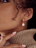 Orelia drop hoop earrings pearl gold - British product