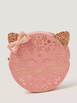 John Lewis Monsoon Kids' Round Metallic Cut Out Cat Bag Pink Cross Body Bag- Buy online at McGrocer