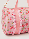 Monsoon strawberry gingham duffle bag for kids, imported from the UK