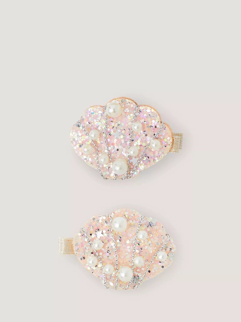 Monsoon kids embellished seashell hair clips pack of 2, UK version