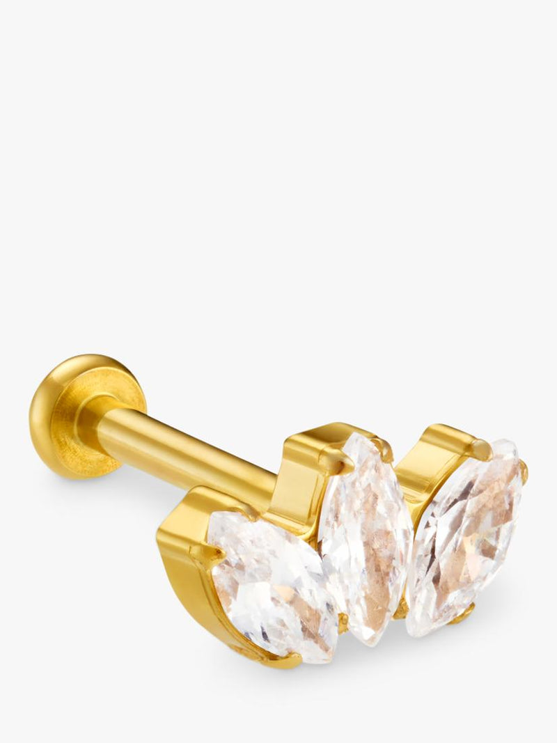 Orelia labret earring marquise fan crystal, imported from the UK