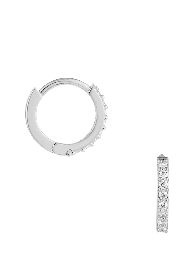Orelia Pavé mini micro hoop earrings silver, UK version