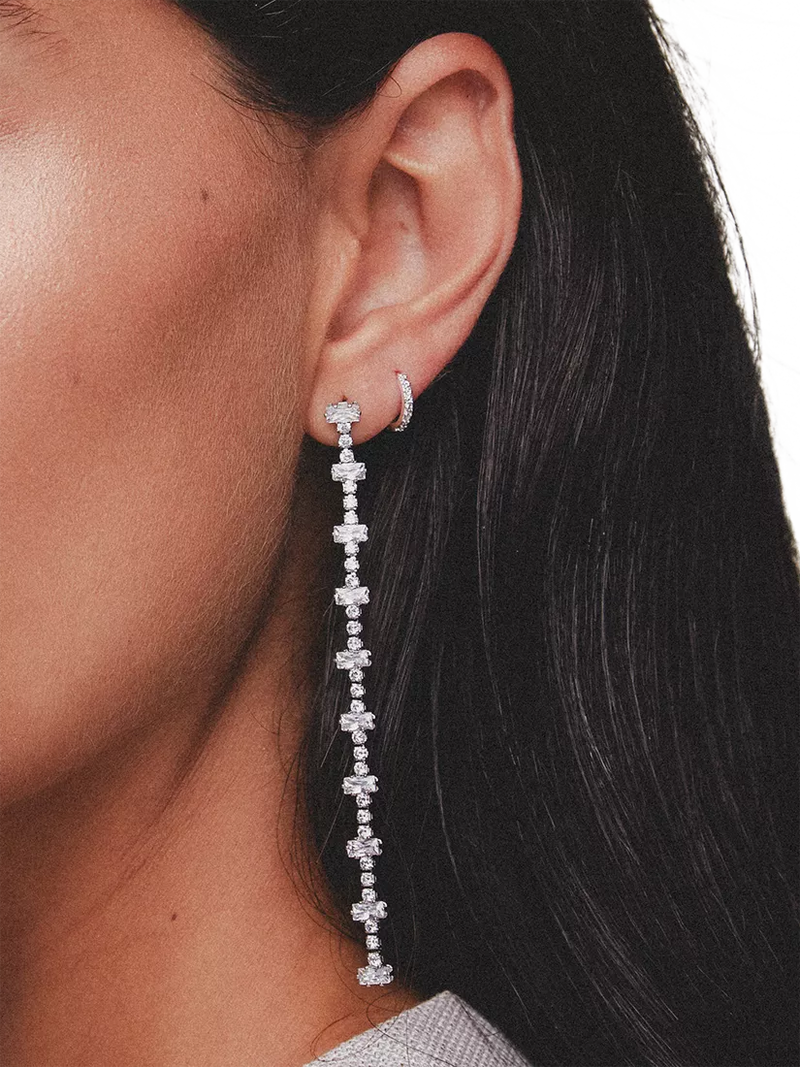 Orelia Pavé mini micro hoop earrings silver, UK version