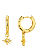 John Lewis Orelia Starburst Cubic Zirconia Micro Huggie Hoop Earrings, Gold- Buy online at McGrocer