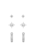 Orelia earring set with star studs and hoops, imported from the UK