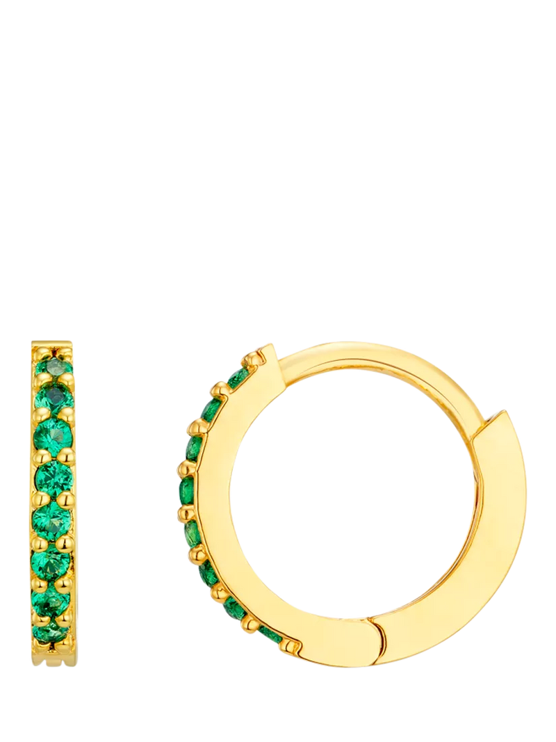 Orelia mini emerald micro pavé hoop earrings in gold (British brand)