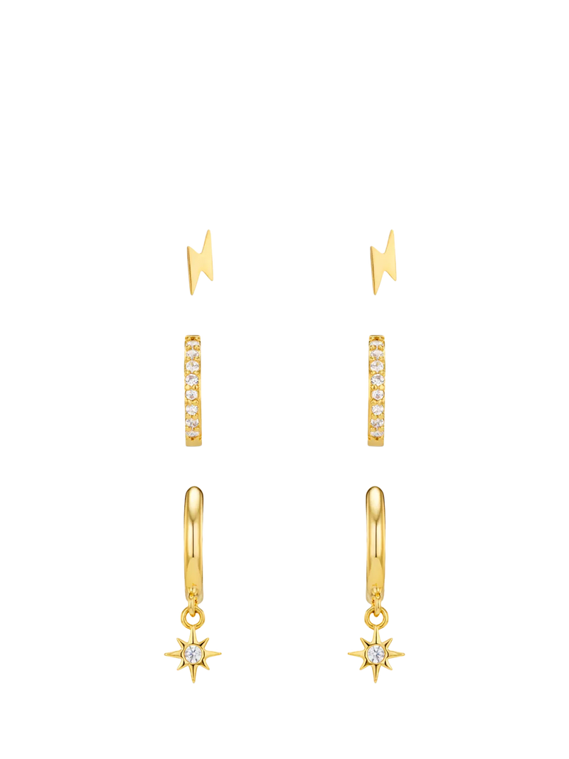 Orelia gold ear stacking set with cubic zirconia, imported from the UK
