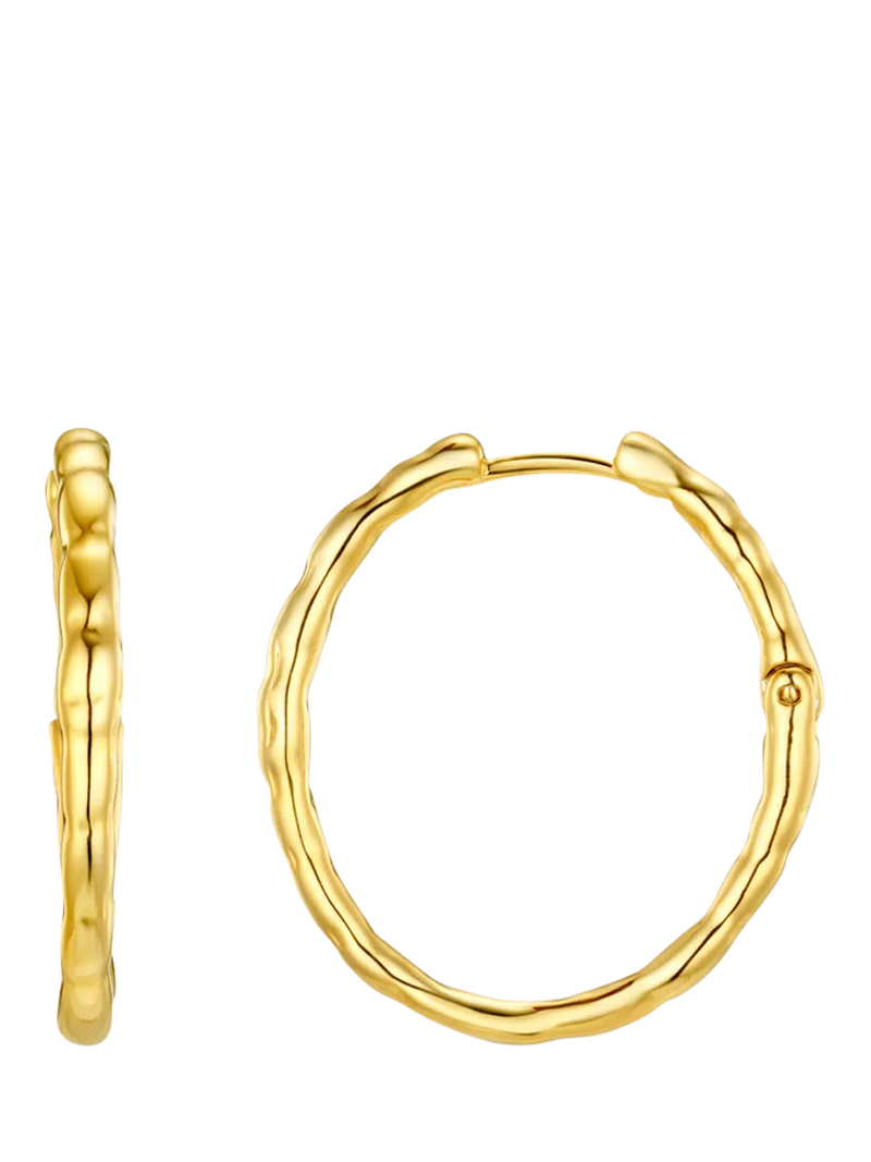 Orelia hoop earrings polished molten pale gold large, UK version