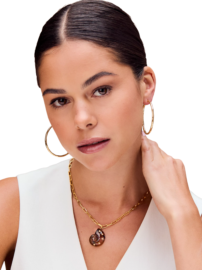 Orelia hoop earrings polished molten pale gold large, UK version