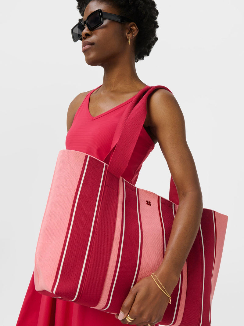 Sweaty Betty knitted stripe beach bag Melrose Pink - British product