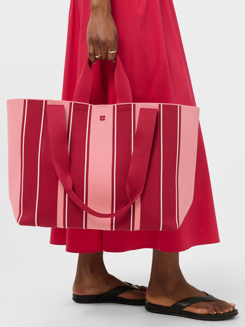 Sweaty Betty knitted stripe beach bag Melrose Pink - British product