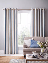 John Lewis Laura Ashley Awning Stripe Pair Blackout Lined Eyelet Curtains Seaspray- Buy online at McGrocer