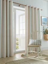 John Lewis Laura Ashley Wickham Stripe Pair Lined Eyelet Curtains Sage/Natural 112cm x 137cm- Buy online at McGrocer