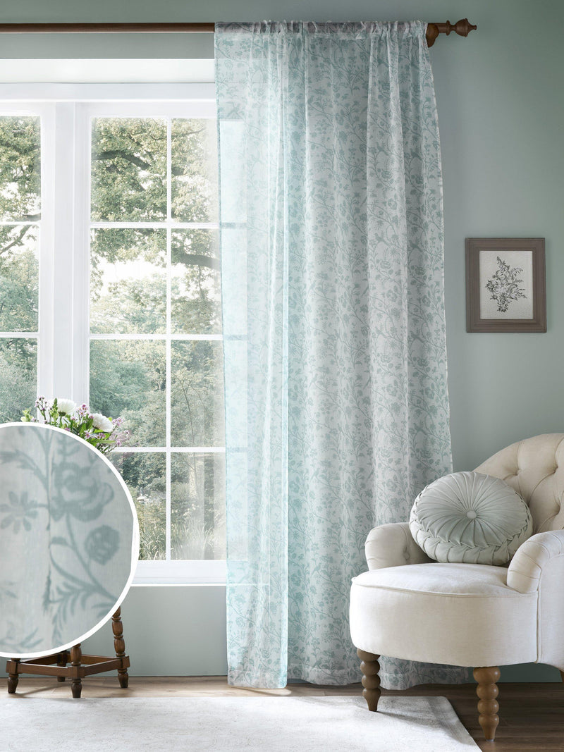 Laura Ashley slot top voile panel duckegg 137cm, UK version