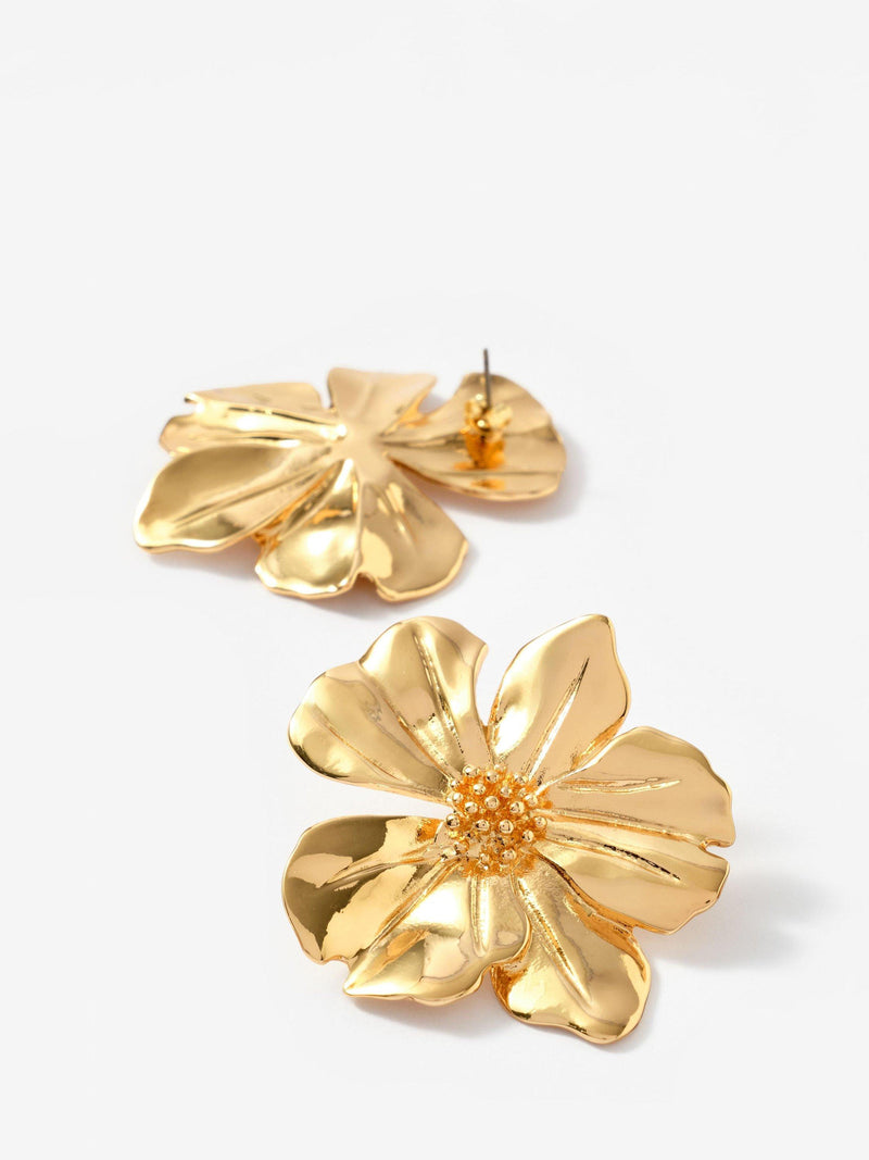 Mint Velvet statement flower earrings gold 5cm (British brand)