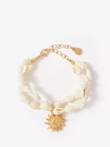John Lewis Mint Velvet Double Layered Charm Bracelet, Gold/Cream- Buy online at McGrocer