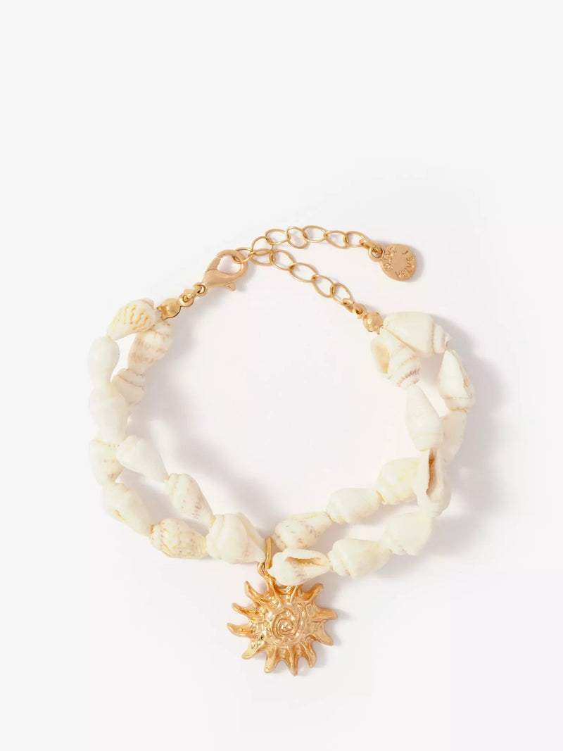 Mint Velvet double layered charm bracelet gold cream, imported from the UK