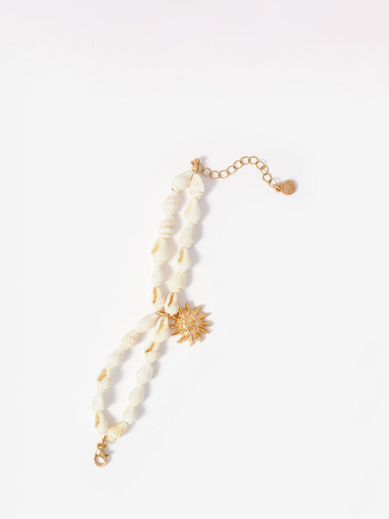 Mint Velvet double layered charm bracelet gold cream, imported from the UK