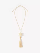 John Lewis Mint Velvet Tassel Pendant Necklace, Gold/Cream, 62cm- Buy online at McGrocer