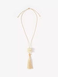 Mint Velvet tassel pendant necklace gold cream 62cm (British brand)