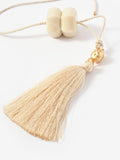 Mint Velvet tassel pendant necklace gold cream 62cm (British brand)
